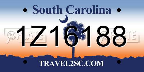 1Z16188 South Carolina License Plate