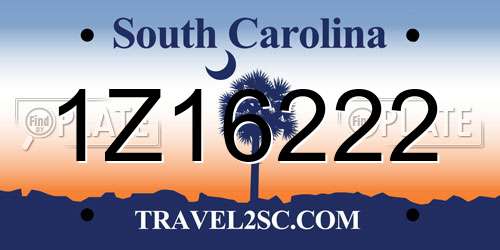 1Z16222 South Carolina License Plate
