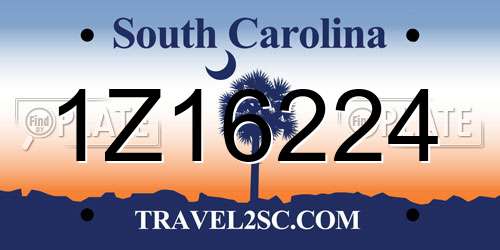 1Z16224 South Carolina License Plate