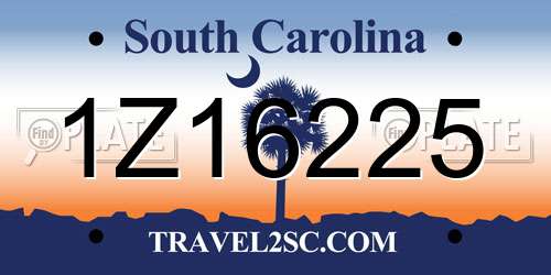 1Z16225 South Carolina License Plate