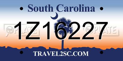1Z16227 South Carolina License Plate