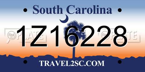 1Z16228 South Carolina License Plate