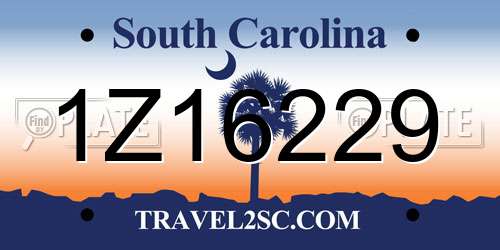 1Z16229 South Carolina License Plate
