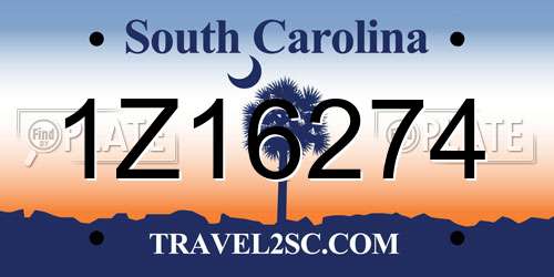 1Z16274 South Carolina License Plate