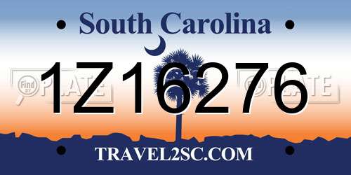 1Z16276 South Carolina License Plate