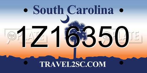 1Z16350 South Carolina License Plate