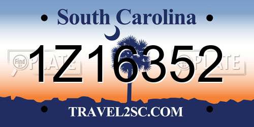 1Z16352 South Carolina License Plate