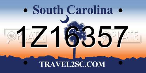 1Z16357 South Carolina License Plate