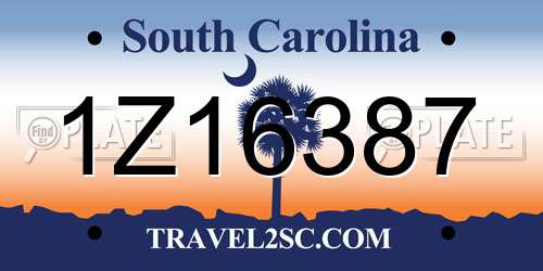 1Z16387 South Carolina License Plate