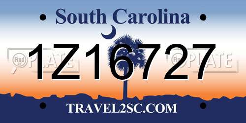 1Z16727 South Carolina License Plate