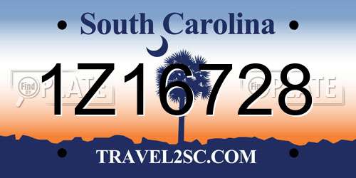 1Z16728 South Carolina License Plate