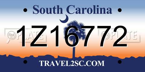 1Z16772 South Carolina License Plate