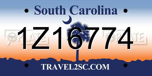 1Z16774 South Carolina License Plate