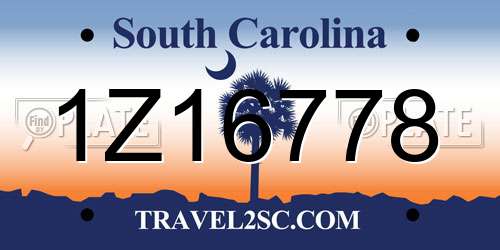 1Z16778 South Carolina License Plate