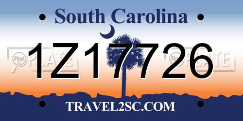 1Z17726 South Carolina License Plate