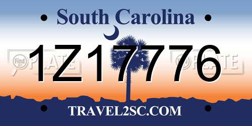 1Z17776 South Carolina License Plate
