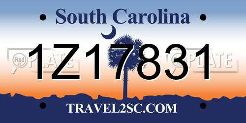 1Z17831 South Carolina License Plate