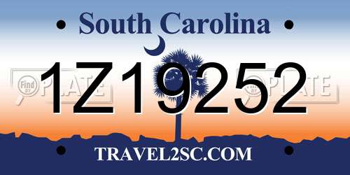 1Z19252 South Carolina License Plate