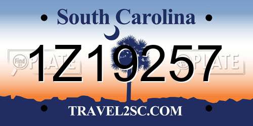 1Z19257 South Carolina License Plate