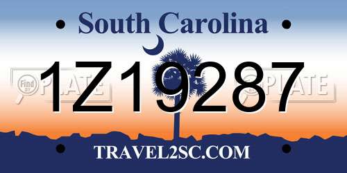 1Z19287 South Carolina License Plate