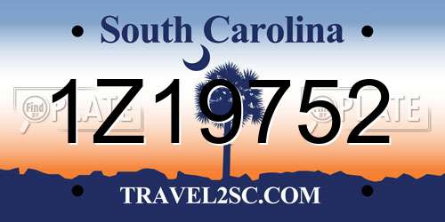 1Z19752 South Carolina License Plate