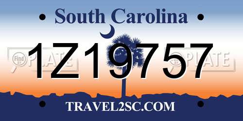 1Z19757 South Carolina License Plate