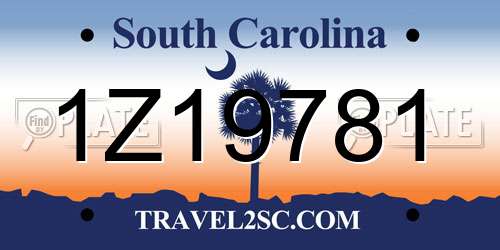 1Z19781 South Carolina License Plate