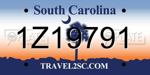 1Z19791 South Carolina License Plate