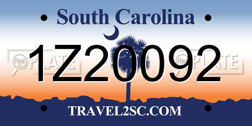 1Z20092 South Carolina License Plate