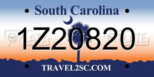 1Z20820 South Carolina License Plate