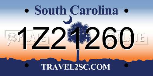 1Z21260 South Carolina License Plate