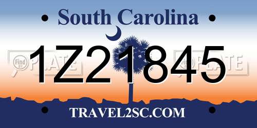 1Z21845 South Carolina License Plate