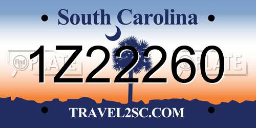 1Z22260 South Carolina License Plate