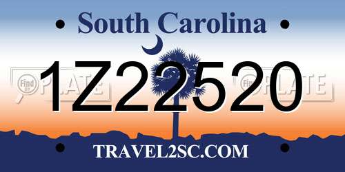1Z22520 South Carolina License Plate