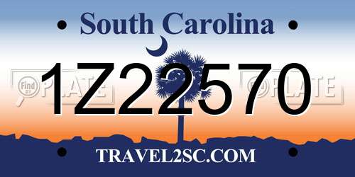 1Z22570 South Carolina License Plate