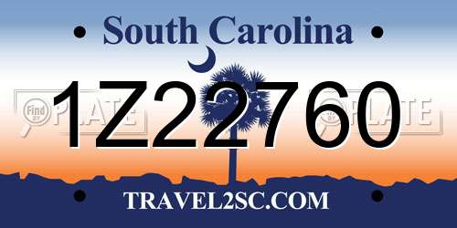 1Z22760 South Carolina License Plate