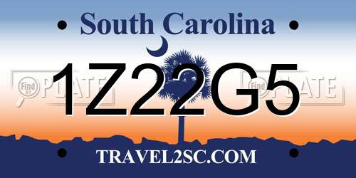 1Z22G5 South Carolina License Plate