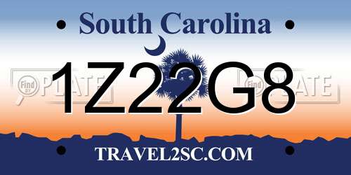 1Z22G8 South Carolina License Plate