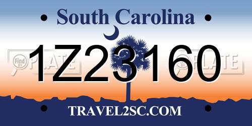 1Z23160 South Carolina License Plate