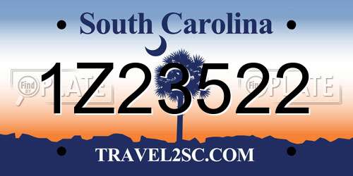 1Z23522 South Carolina License Plate