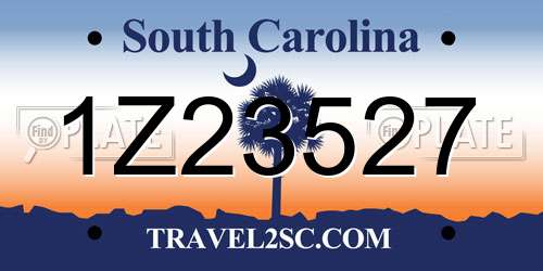 1Z23527 South Carolina License Plate