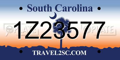 1Z23577 South Carolina License Plate