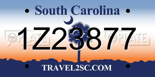 1Z23877 South Carolina License Plate