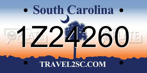 1Z24260 South Carolina License Plate