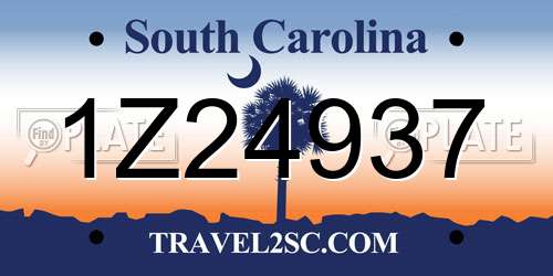 1Z24937 South Carolina License Plate