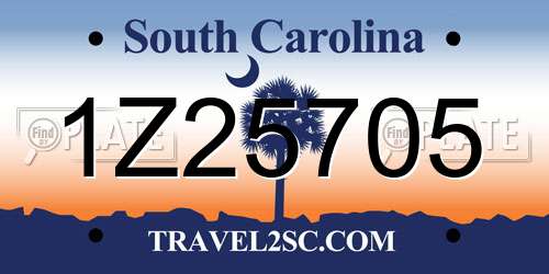 1Z25705 South Carolina License Plate