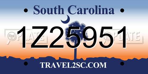 1Z25951 South Carolina License Plate