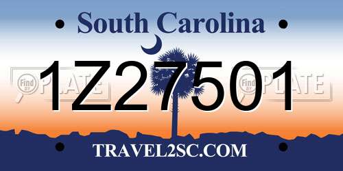 1Z27501 South Carolina License Plate