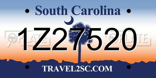 1Z27520 South Carolina License Plate