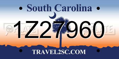 1Z27960 South Carolina License Plate